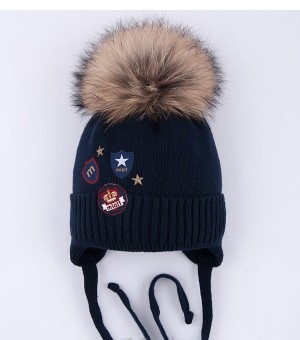 Шапка для мальчика Алекс, Миалт - С меховым помпоном