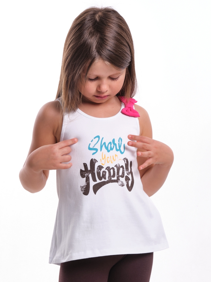 Футболка-топ для девочек Mini Maxi, модель 0734, цвет белый - Майки и топы на лето