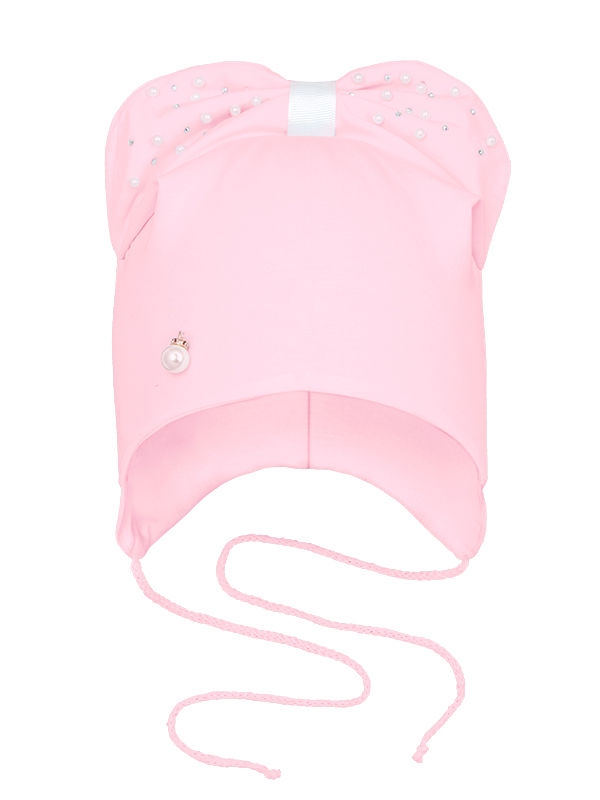 Шапка для девочки Ляля, Миалт светло-розовый, весна-осень-лето SLMM3 - Детские шапки с ушками