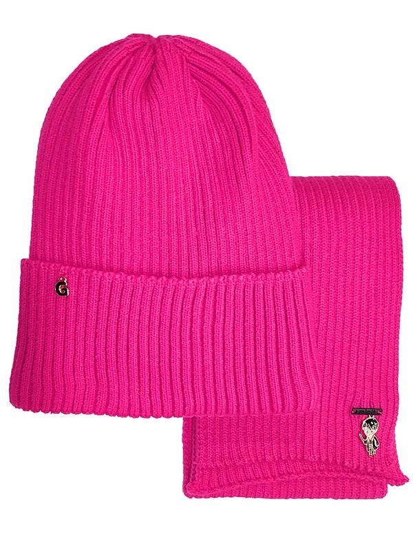 Комплект для девочки Мистика-2, Миалт малина/неон, весна-осень - Комплект: шапочки и шарф