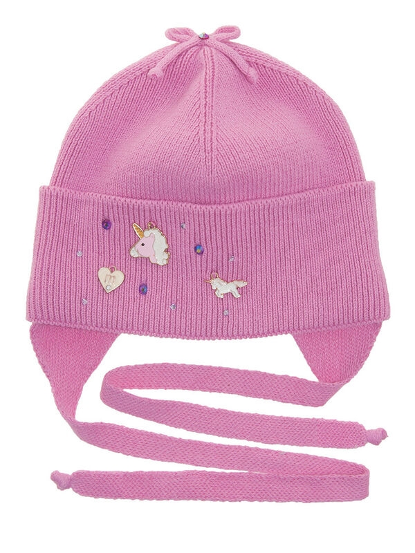 Шапка для девочки Пинки пай, Миалт ярко-розовый, весна-осень - Шапочки на завязках