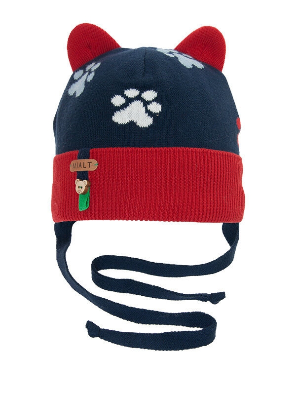 Шапка для мальчика Копатыч, Миалт красный/темно-синий, весна-осень - Шапки весна-осень