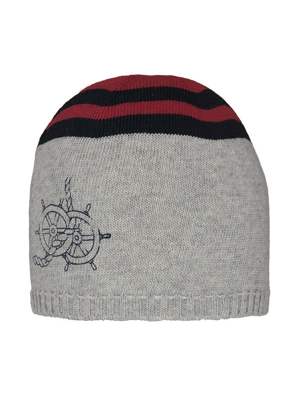 Шапка для мальчика Штиль, Миалт серый/красный - Трикотажные шапочки
