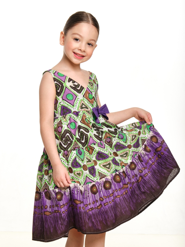 Сарафан для девочек Mini Maxi, модель 332103, цвет сиреневый/зеленый - Сарафаны для девочек