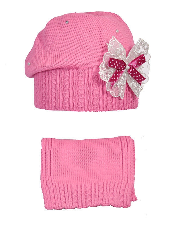 Комплект для девочки Люси, Миалт розовый/фуксия - Комплект: шапочки и шарф