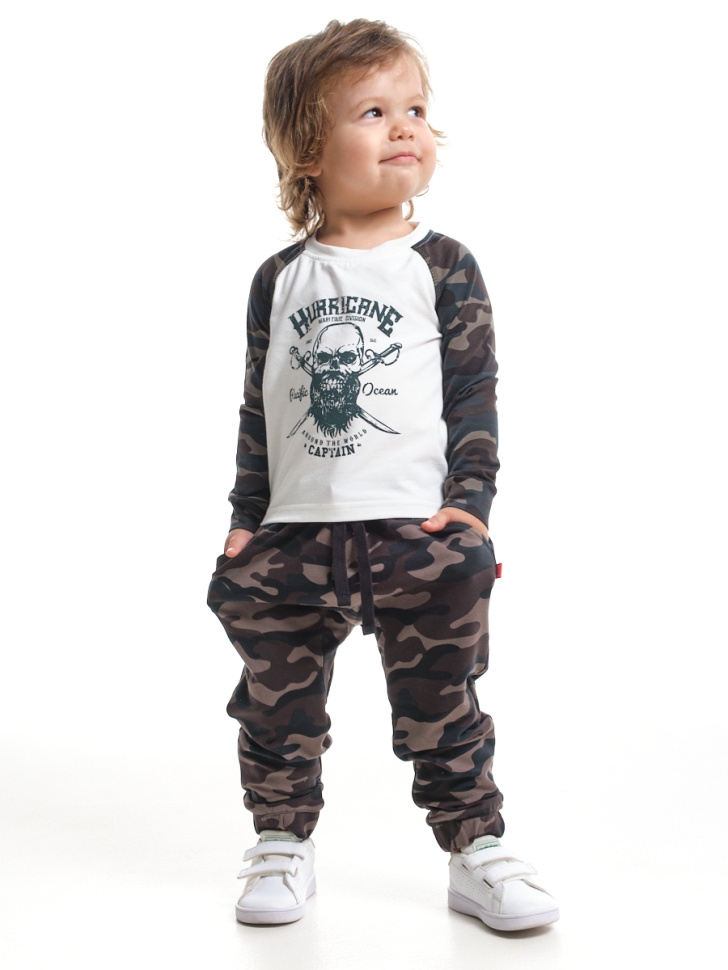 Комплект для мальчиков Mini Maxi, модель 1831, цвет белый/камуфляж - Комплекты трикотажные