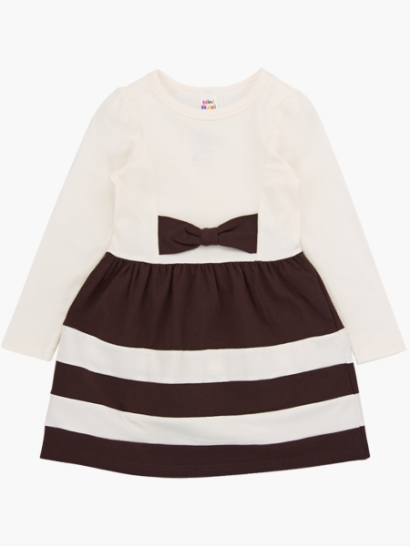 Платье для девочек Mini Maxi, модель 0746, цвет белый/коричневый - Платья для девочек с длинным рукавом