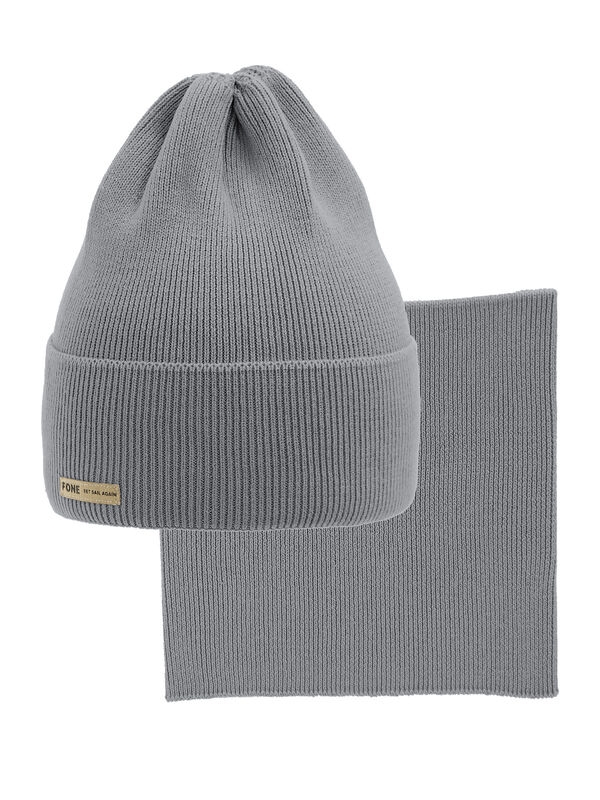 Комплект Fone, Миалт серый, весна-осень - Комплект: шапочки и шарф