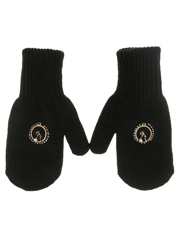 Варежки для девочки Трикси, Миалт черный, зима - Варежки