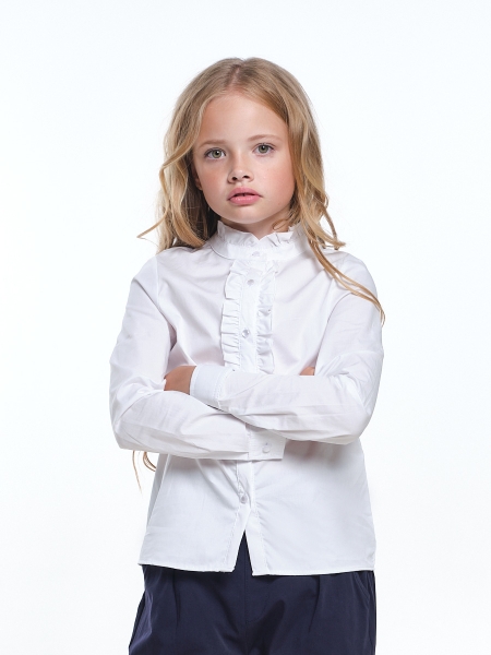 Блузка для девочек Mini Maxi, модель 7698, цвет белый - Блузки с длинным рукавом / текстиль