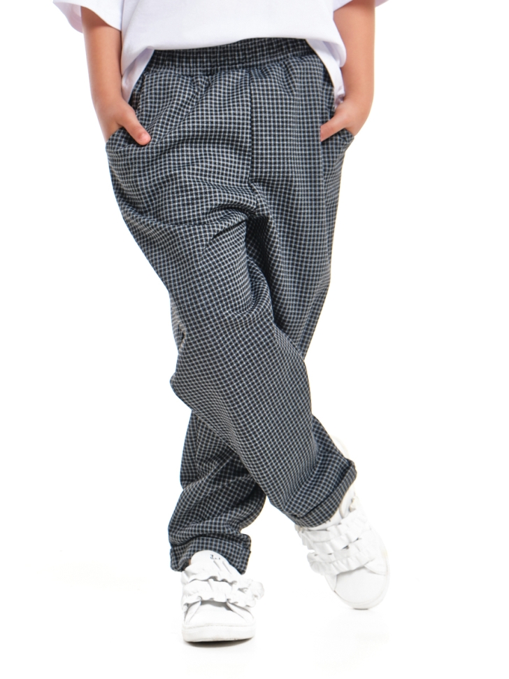 Брюки для девочек Mini Maxi, модель 7968, цвет черный/клетка - Брюки для девочек