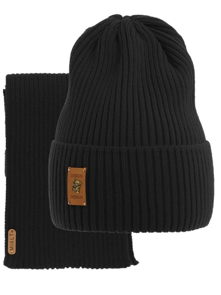 Комплект для девочки Бельгия комплект, Миалт черный, весна-осень - Комплект: шапочки и шарф