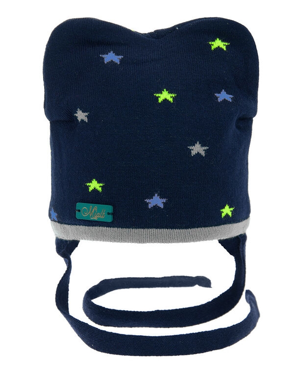 Шапка для мальчика Космик, Миалт серый/темно-синий, весна-осень - Шапки весна-осень