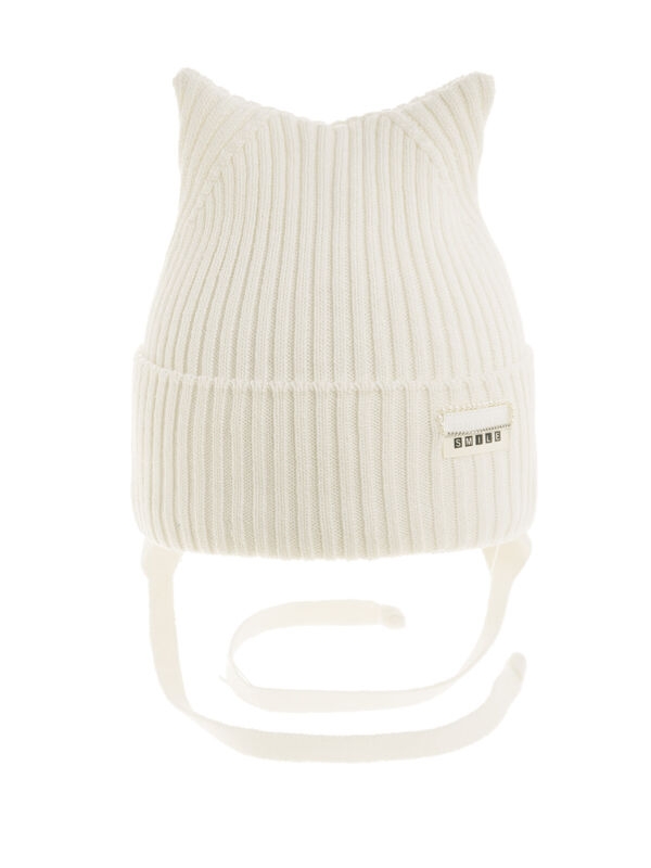 Шапка для девочки Секрет, Миалт белый, весна-осень - Шапочки на завязках