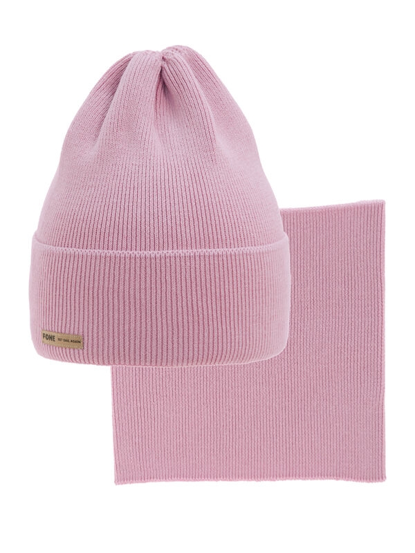 Комплект Fone, Миалт сиренево-розовый, весна-осень - Комплект: шапочки и шарф