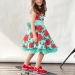 Платье для девочки нарядное БУШОН ST30, стиляги цвет зеленый/красный, принт цветы