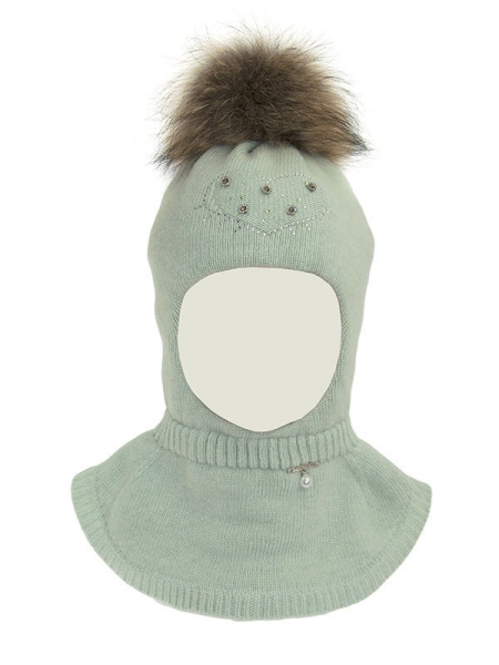 Шлем для девочки Сюрприз, Миалт светлая/олива, зима - Шапки-шлемы зима-осень