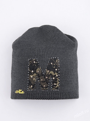 Шапка для девочки Мадина, Миалт темно-серый, весна-осень