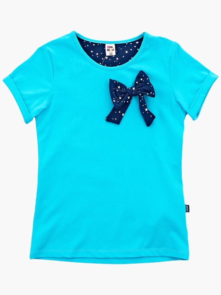 Футболка для девочек Mini Maxi, модель 0611, цвет бирюзовый/голубой - Футболки для девочек