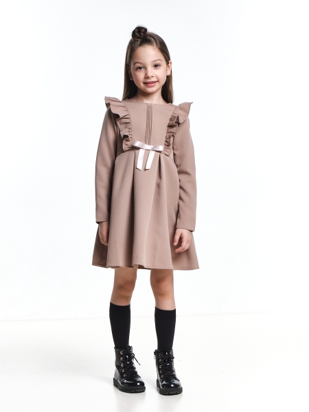 Платье для девочек Mini Maxi, модель 7401, цвет бежевый - Платья для девочек с длинным рукавом