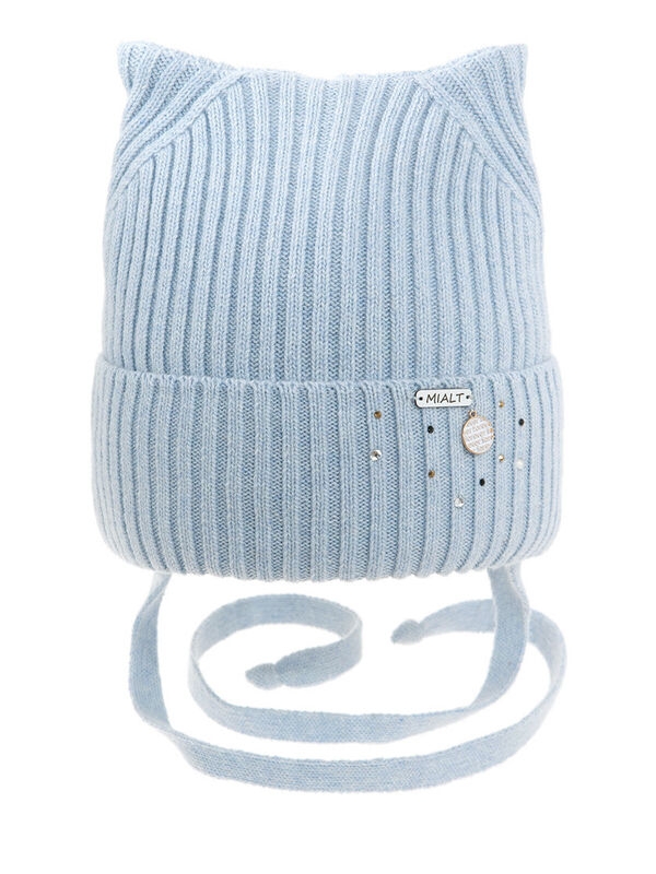 Шапка для девочки Зернышко, Миалт бледно-голубой, зима - Шапочки на завязках