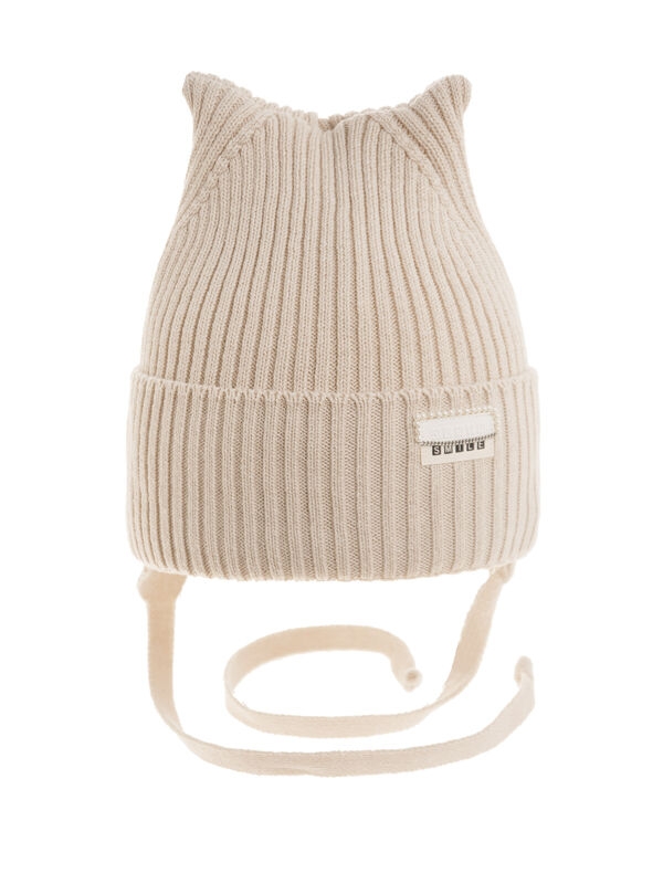 Шапка для девочки Секрет, Миалт светло-бежевый, весна-осень - Шапочки на завязках