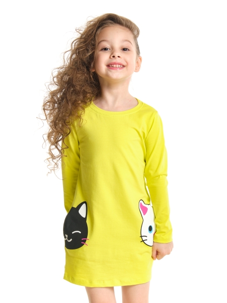Платье для девочек Mini Maxi, модель 3801, цвет неон/желтый - Платья для девочек с длинным рукавом