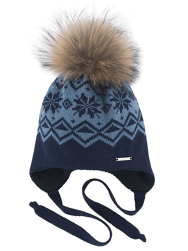 Шапка для мальчика Сибиряк, Миалт - С меховым помпоном