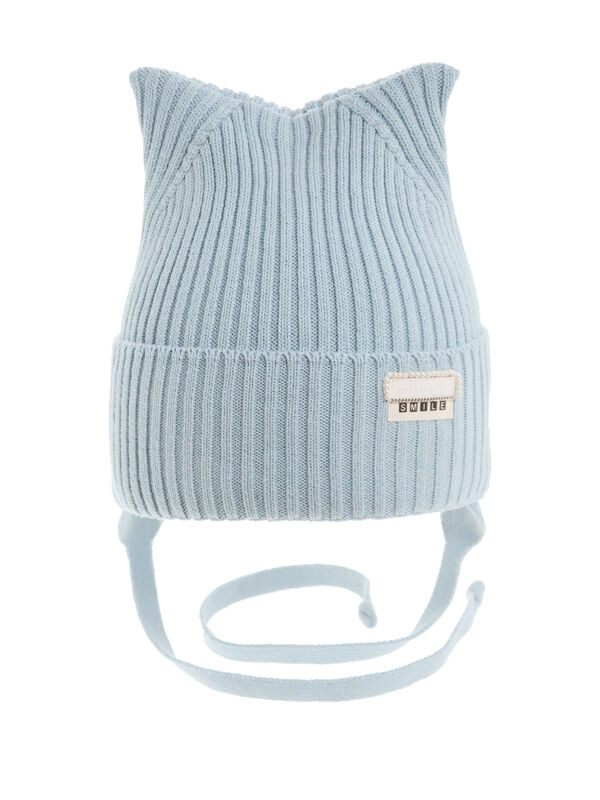 Шапка для девочки Секрет, Миалт светло-джинсовый, весна-осень - Шапочки на завязках