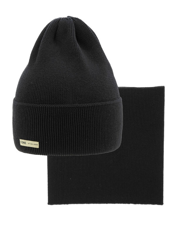 Комплект Fone, Миалт черный, весна-осень - Комплект: шапочки и шарф