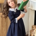 Платье для девочки школьное БУШОН SK11, цвет темно-синий