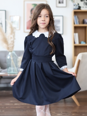 Платье для девочки школьное БУШОН SK11, цвет темно-синий