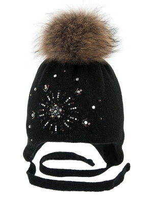 Шапка для девочки Сокровище, Миалт черный, зима