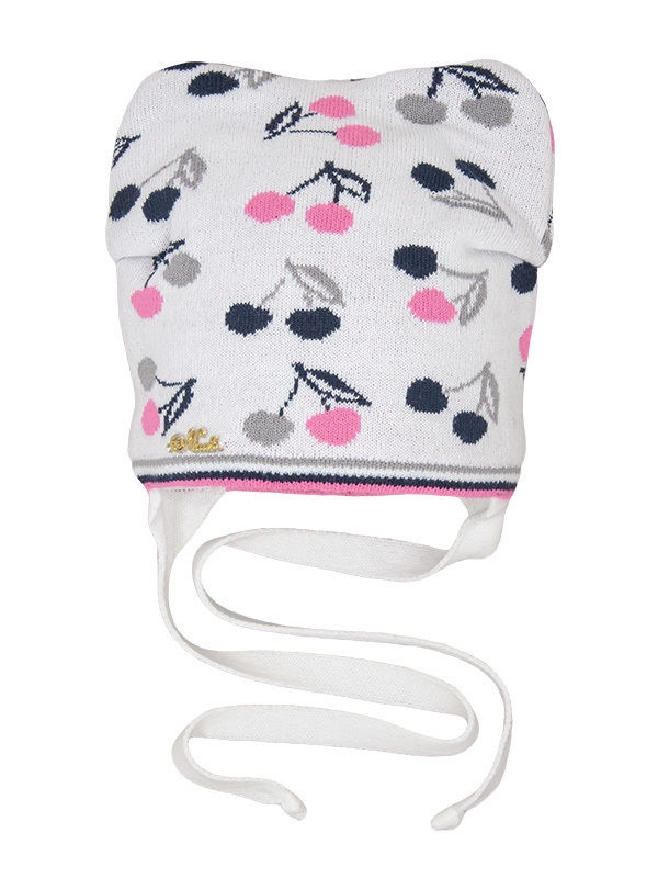 Шапка для девочки Вкусняшка, Миалт ультрабелый/розовый, весна-осень - Шапочки на завязках