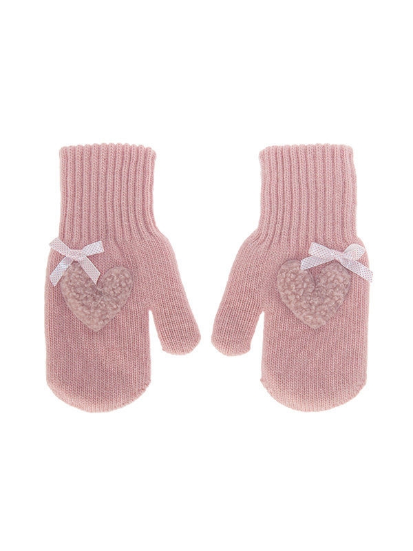 Варежки для девочки Теплое сердце, Миалт розовый - Варежки