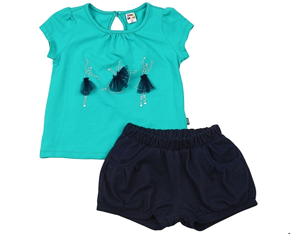 Комплект одежды для девочек Mini Maxi, модель 3419/3420, цвет бирюзовый - Комплекты летние