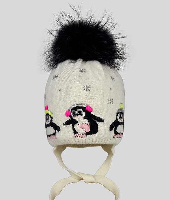 Шапка для девочки Ясельки, Миалт белый/розовый/неон - Шапочки на завязках