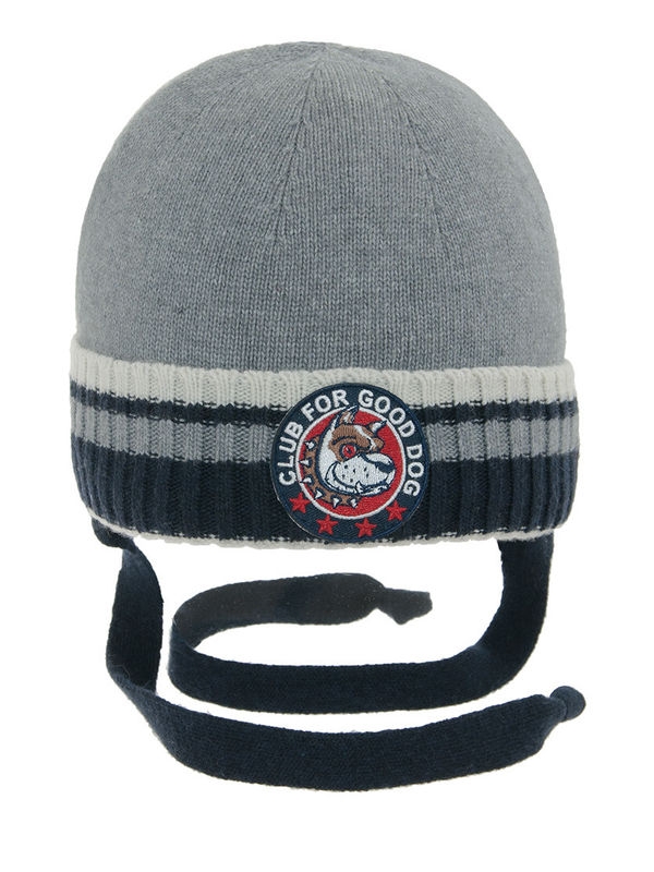 Шапка для мальчика Верный друг, Миалт темно-синий/серый, зима - Шапки осень-зима