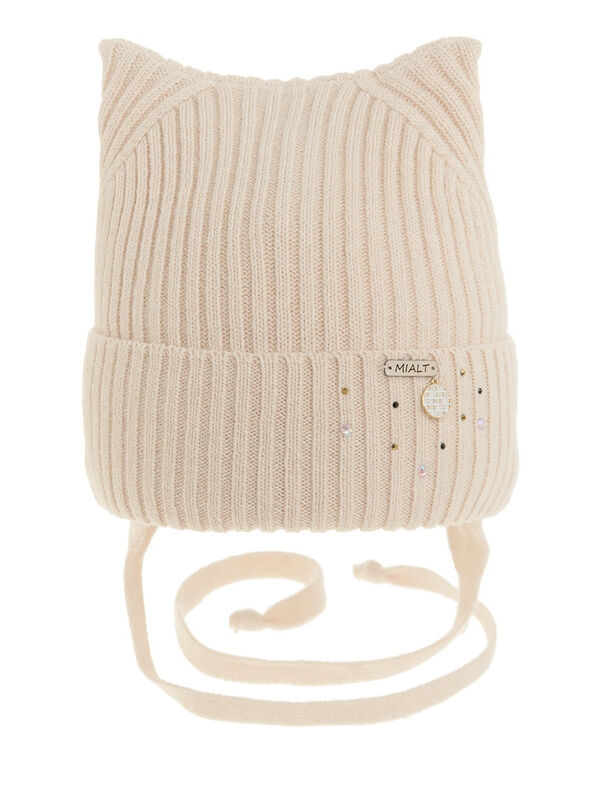 Шапка для девочки Зернышко, Миалт бледно-розовый, зима - Шапочки на завязках
