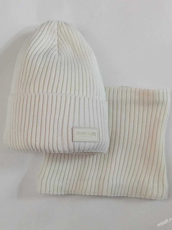 Комплект Адаптация, Миалт белый, зима - Комплекты: шапка и шарф