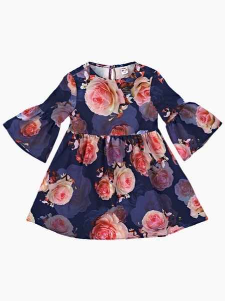 Платье для девочек Mini Maxi, модель 6531, цвет синий/мультиколор - Платья для девочек с рукавом 3/4