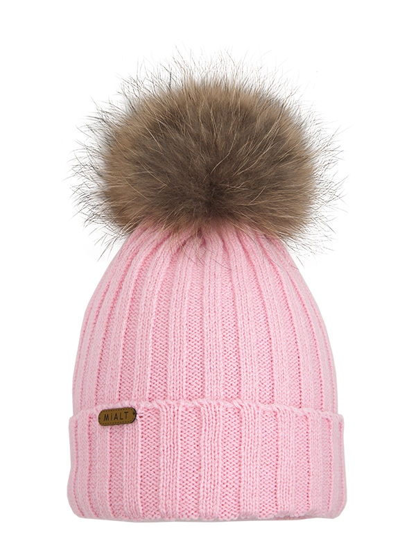 Шапка Дакота, Миалт розовый, зима - Шапки с меховым помпоном