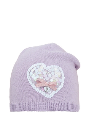 Шапка для девочки Сердцебиение, Миалт лавандовый, весна-осень