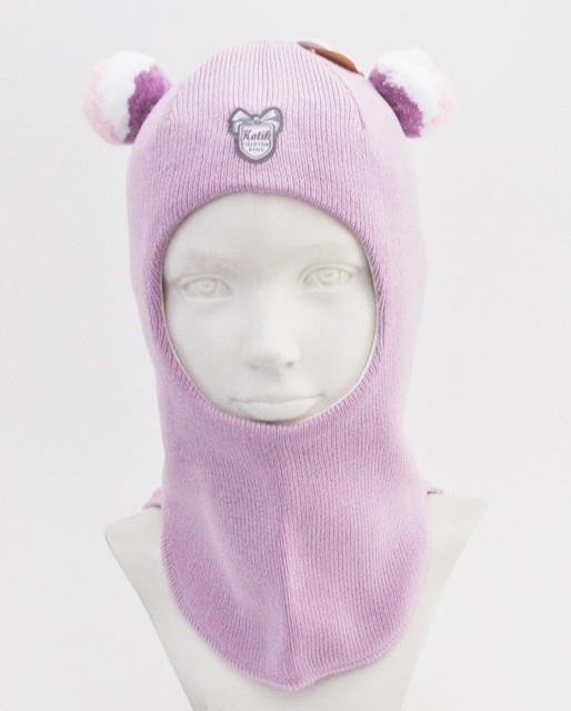 Шапка-шлем для девочки Помпончик - Шапки-шлемы зима-осень