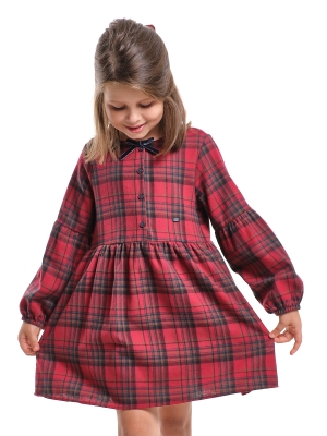 Платье для девочек Mini Maxi, модель 8056, цвет красный/клетка