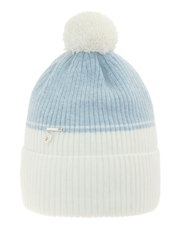Шапка для девочки Швеция, Миалт белый/светло-джинсовый - Зимние шапки для девочек
