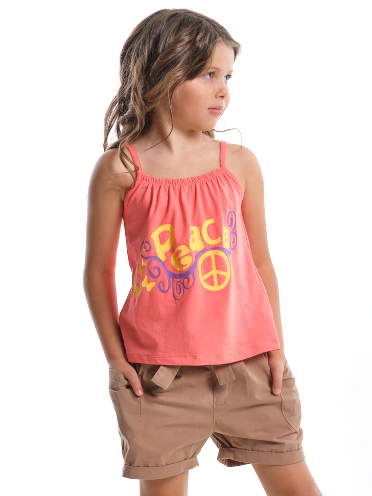 Футболка-топ для девочек Mini Maxi, модель 0061, цвет коралловый - Майки и топы на лето