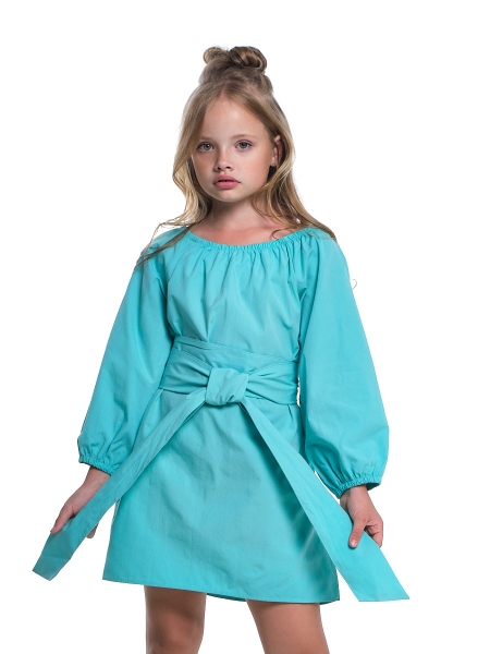 Платье для девочек Mini Maxi, модель 7591, цвет бирюзовый - Платья для девочек с длинным рукавом