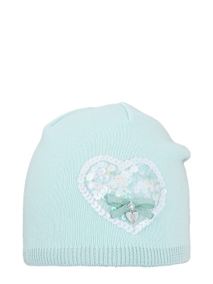 Шапка для девочки Сердцебиение, Миалт мятный, весна-осень