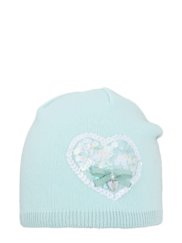 Шапка для девочки Сердцебиение, Миалт мятный, весна-осень - Для девочек весна-осень